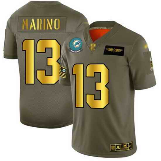 Dolphins 13 Dan Marino Camo Gold Men Stitched Football Limited 2019 Salute To Service Jersey